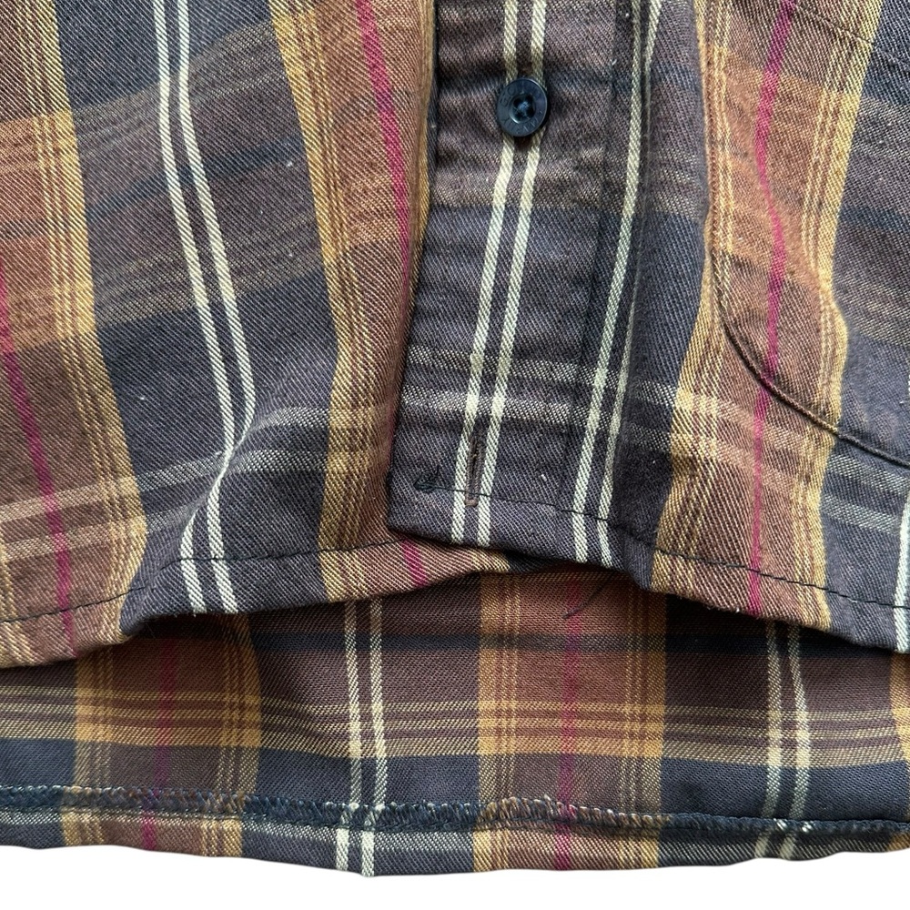 URBAN RENEWAL brown plaid flannel crop hooded up-cycled shirt size Small - NWT! - Picture 4 of 8